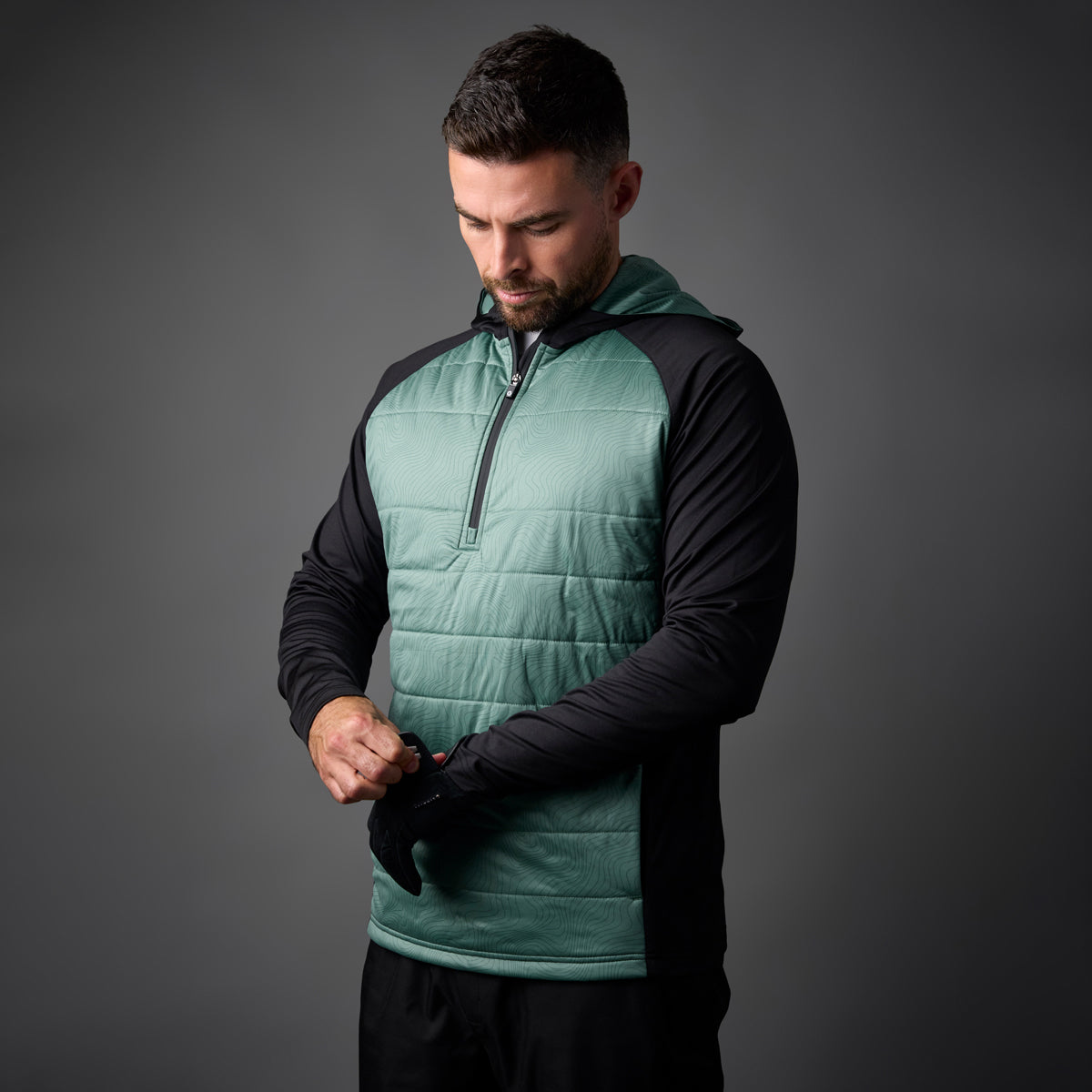Sunderland Mens Thermal Hooded Hybrid Jacket with Water Repellent Finish