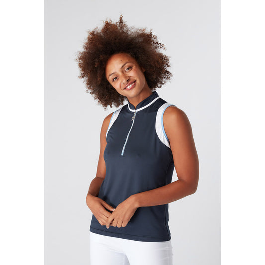 Swing Out Sister Ladies Navy Sleeveless Golf Polo