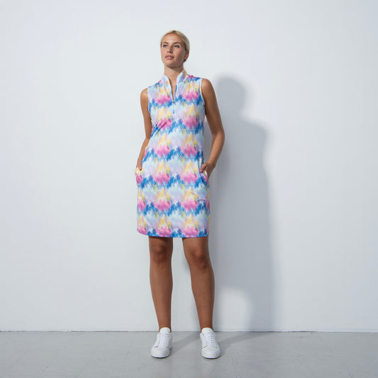 Daily Sports Ladies Sleeveless Dress in a Multicoloured Brushstroke Print