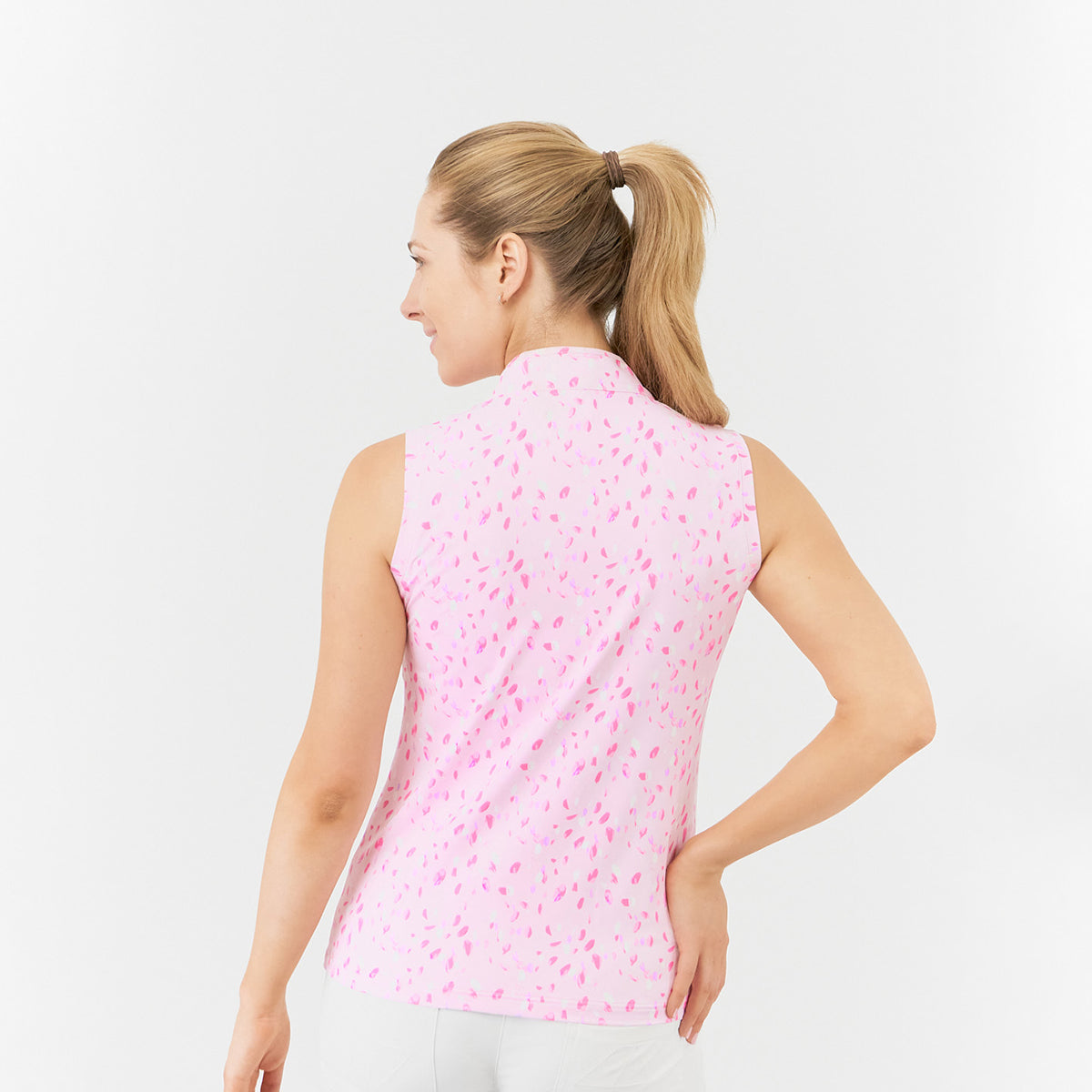 Pure Golf Ladies Sleeveless Polo in Floating Petal Print