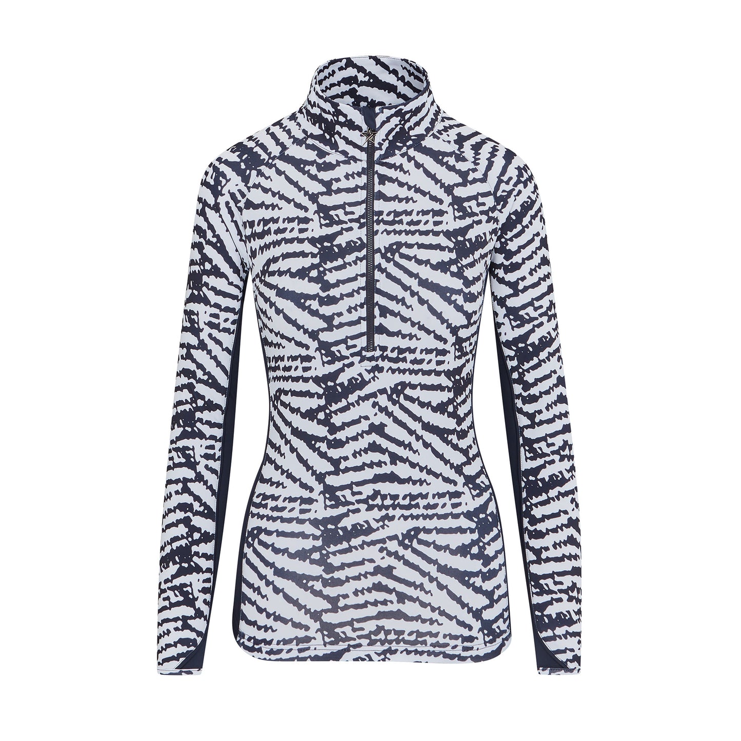 Swing Out Sister Ladies 1/4 Zip Top with Abstract Zebra Pattern