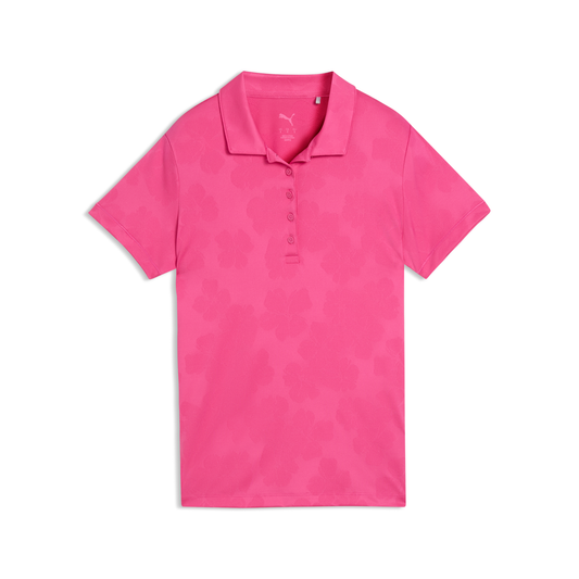 Puma Golf Ladies Short Sleeve Polo with Elegant Floral Jaquard Detail