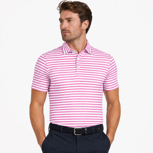 Swing Out Sister Men's Striped Short Sleeve Polo - Lightweight Stretch for Cool Confidence On and Off the Course