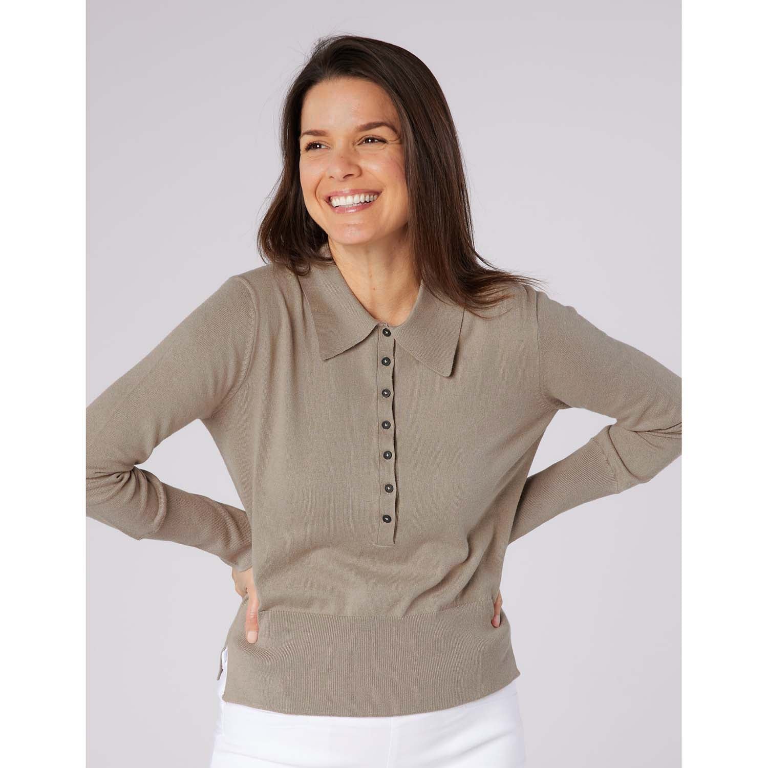 Swing Out Sister Ladies Sophisticated Knit with Elegant Button Detail