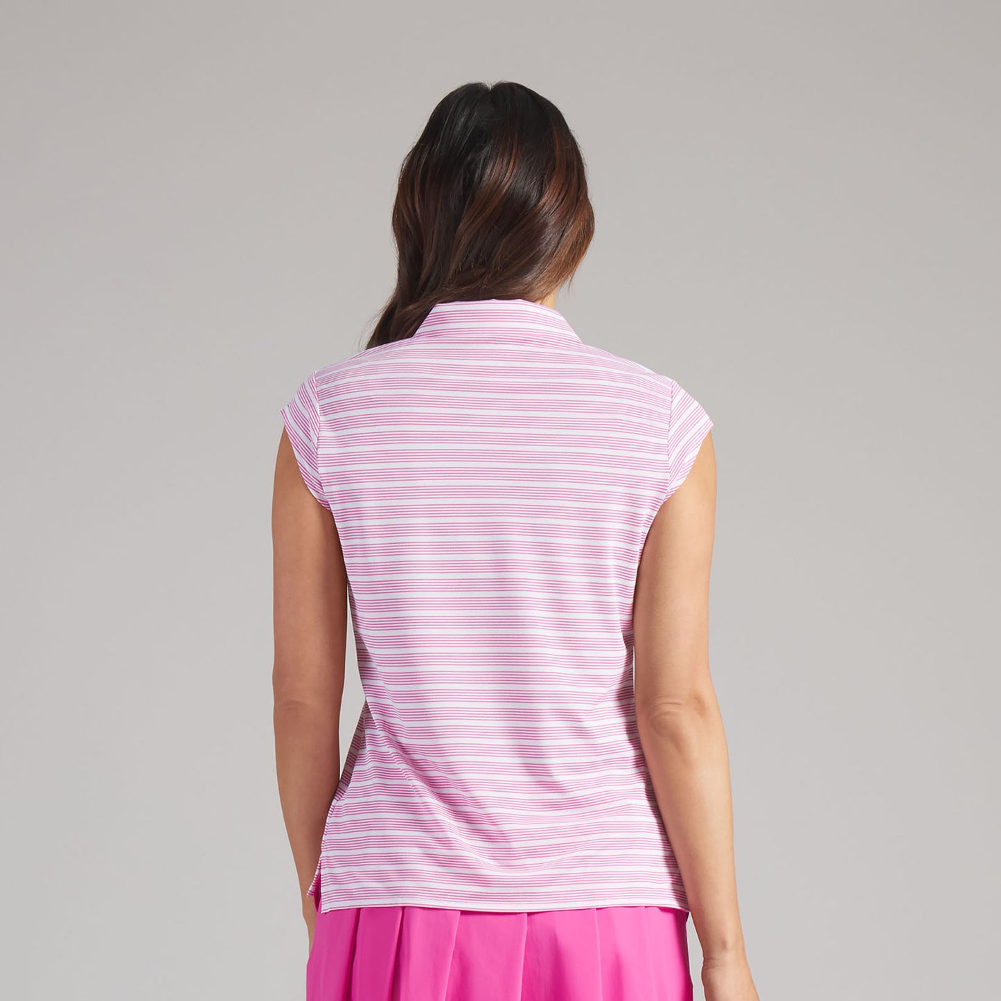 Puma Golf Ladies Pique Stripe Polo with Pretty Cap Sleeves for a Feminine Finish