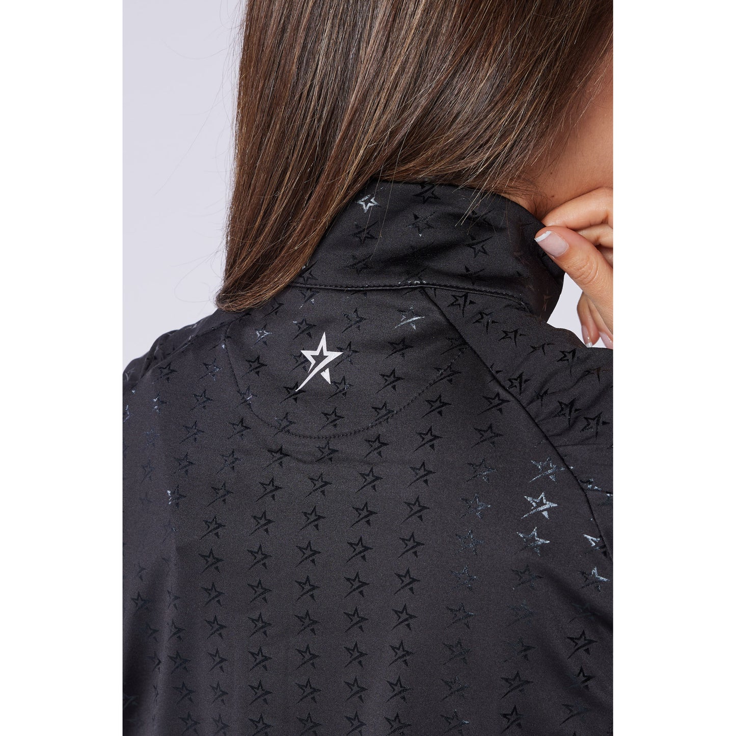 Swing Out Sister Ladies Brushed Backed Half Sleeve Top with 1/4 Zip in Black