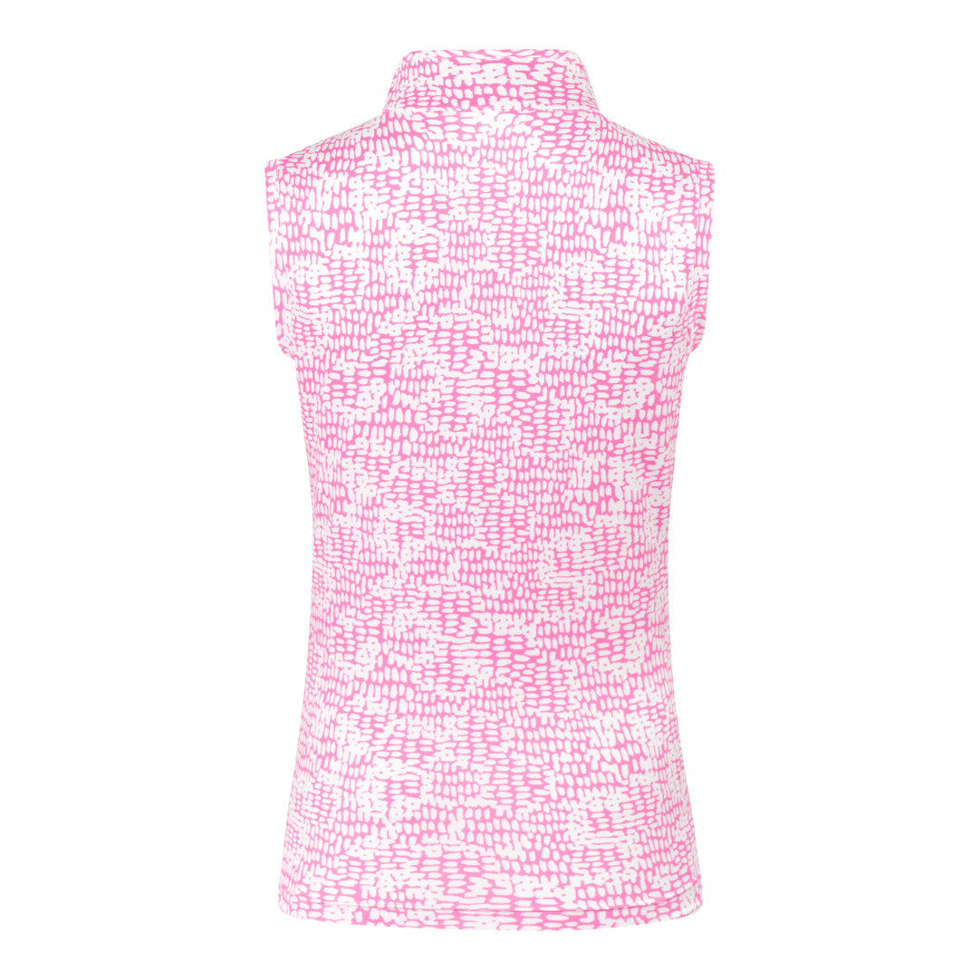 Pure Ladies Sleeveless Zip Golf Top in Candy Pebble Print