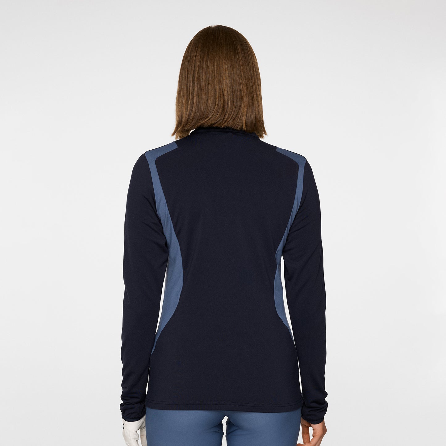 J.Lindeberg Ladies Zip-Neck Lightweight Mid-Layer with Brushed Inner in Navy