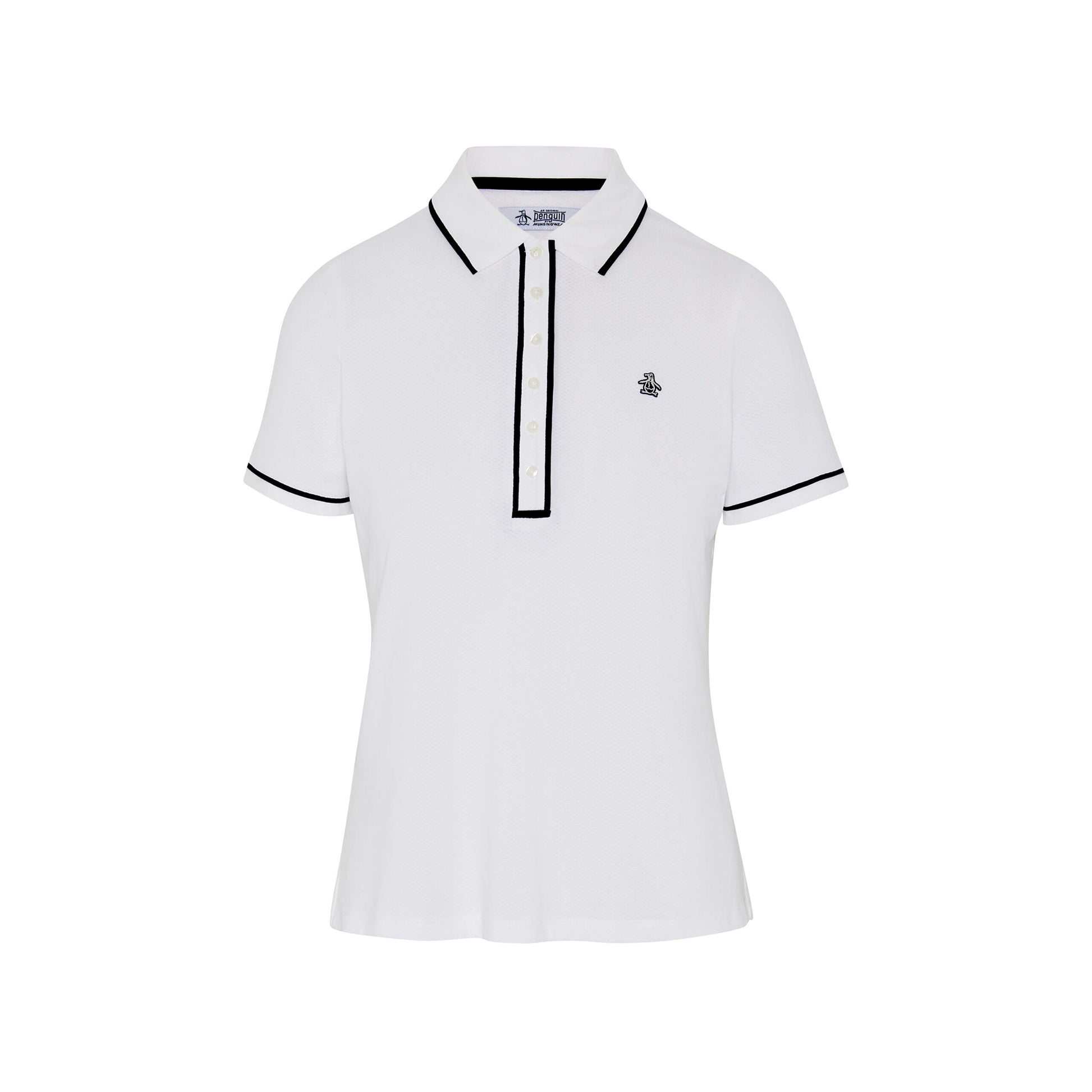 Original Penguin Ladies Bright White Short Sleeve Polo with Contrast Piping