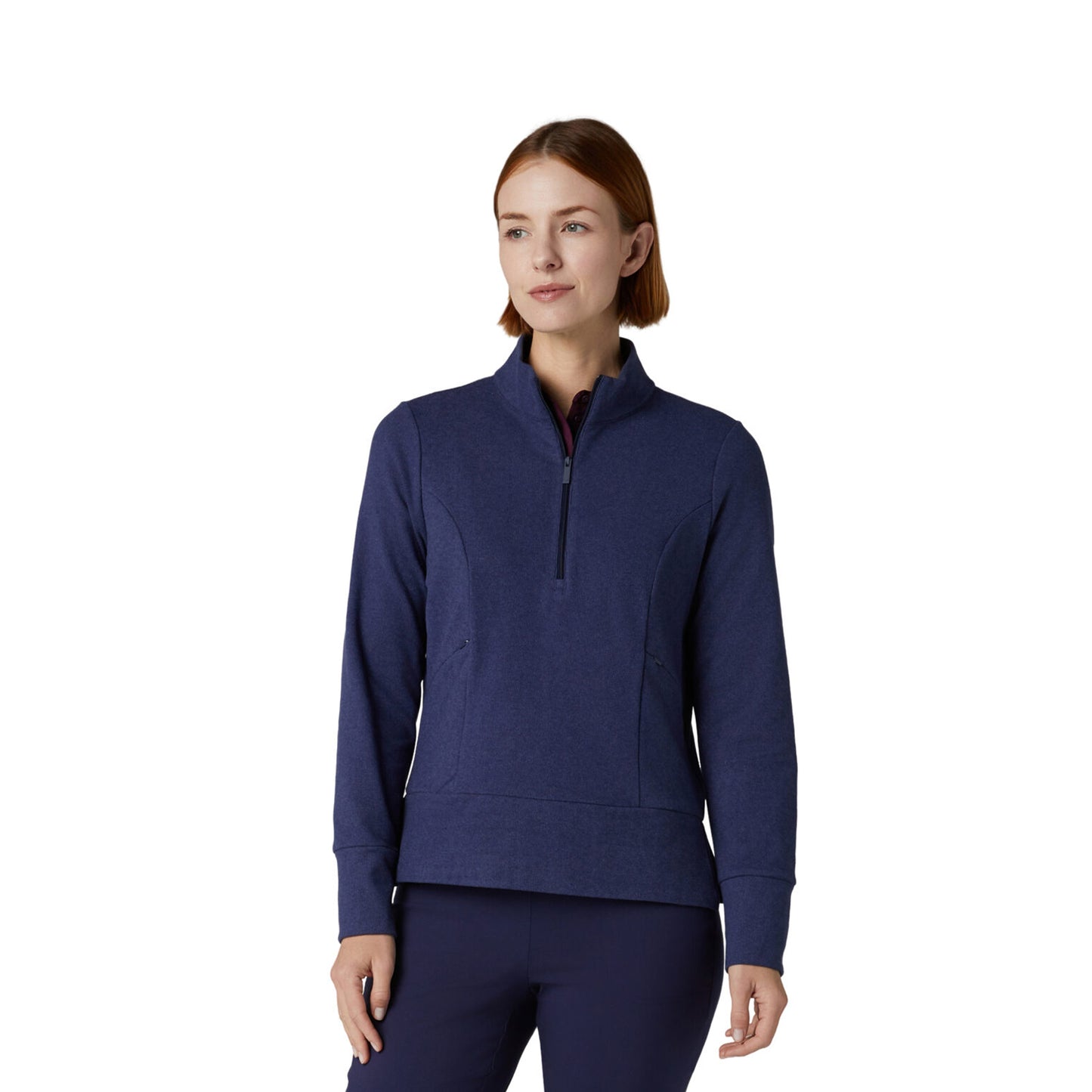 Callaway Ladies Mixed Media 1/2 Zip Pullover in Peacoat Heather