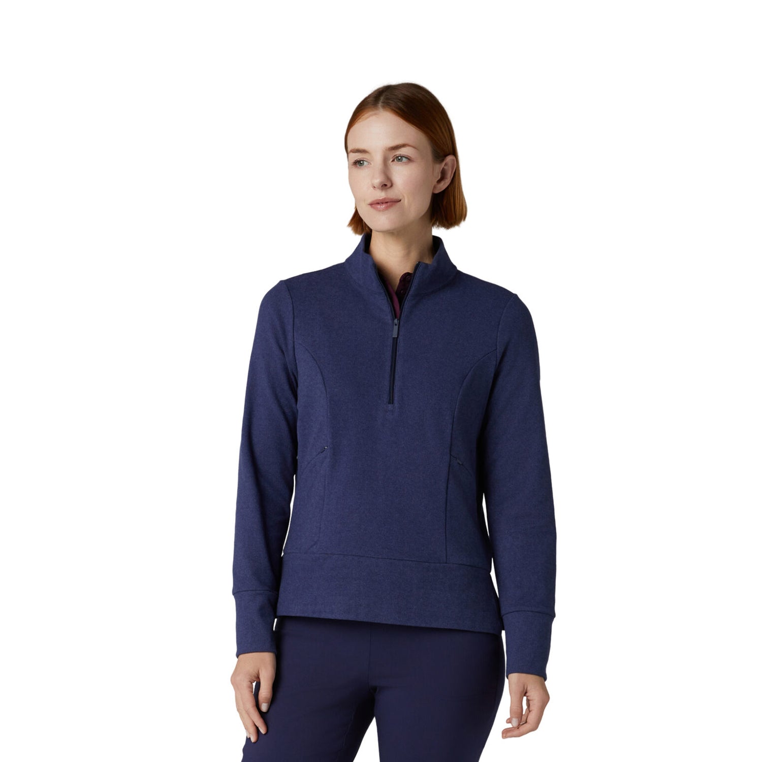 Callaway Ladies Mixed Media 1/2 Zip Pullover in Peacoat Heather