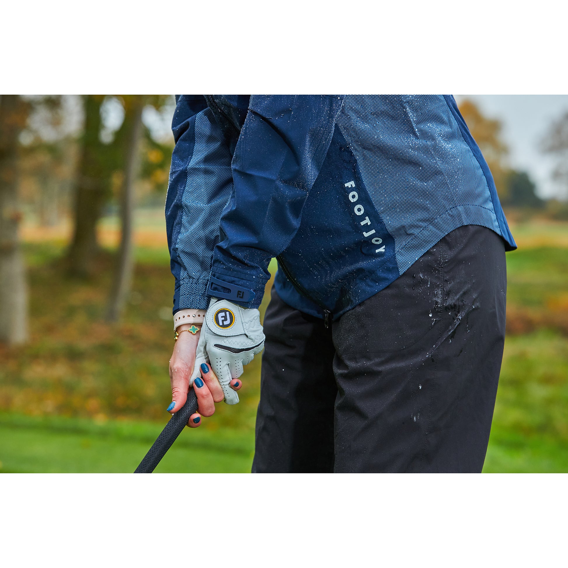 FootJoy Ladies HydroLite Waterproof Jacket with Waist Cinch in Navy
