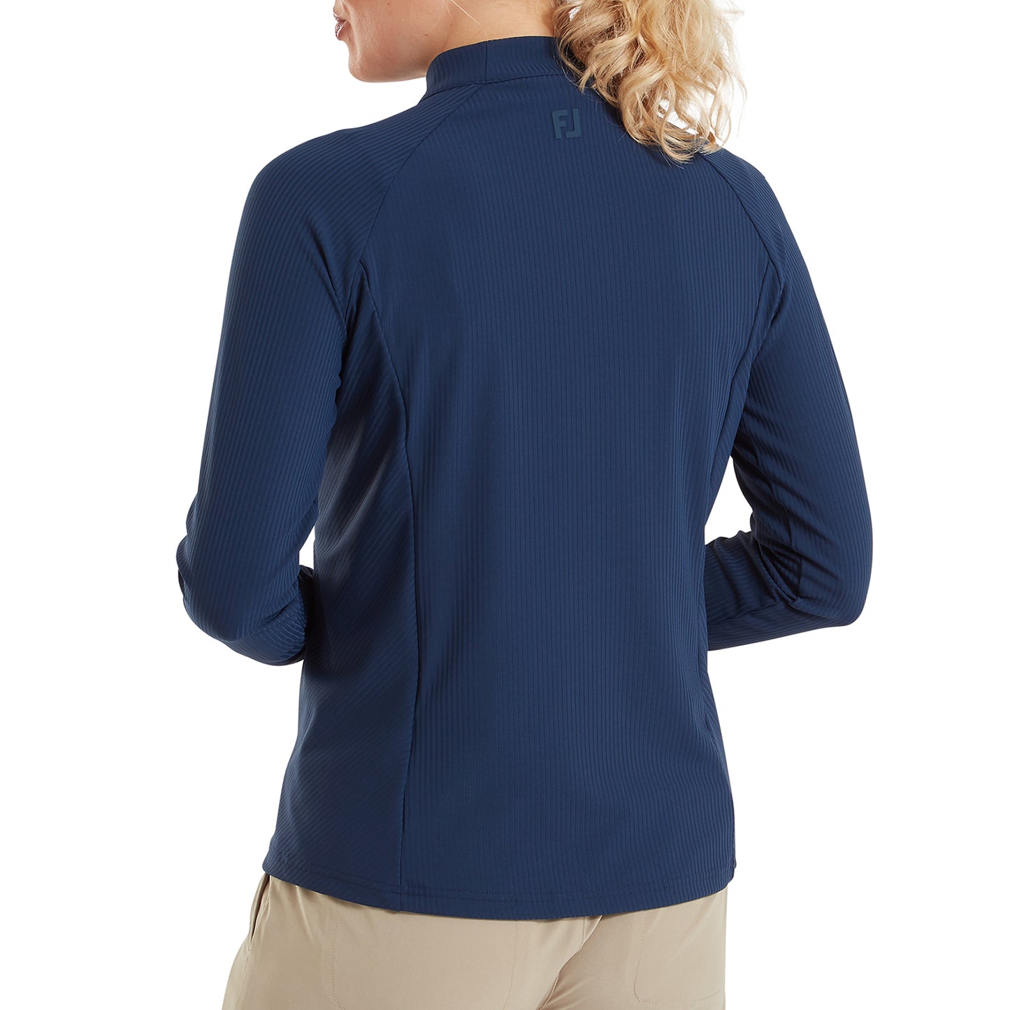 FootJoy Ladies Full Zip Mid-Layer in Navy with Ribbed Details for a Striking Silhouette