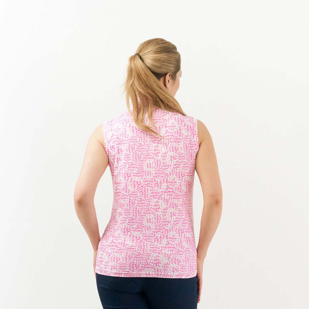 Pure Ladies Sleeveless Zip Golf Top in Candy Pebble Print