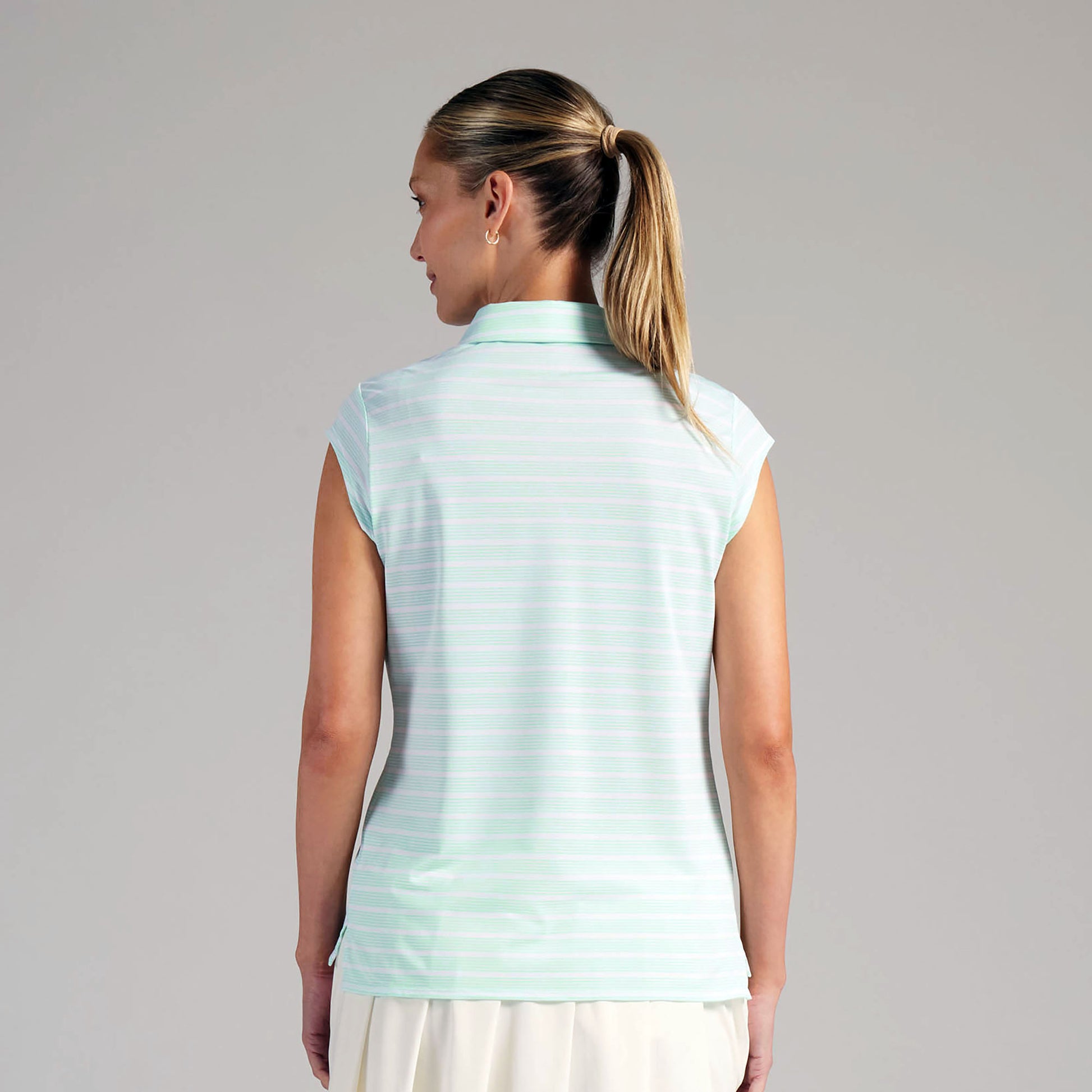 Puma Golf Ladies Pique Stripe Polo with Pretty Cap Sleeves for a Feminine Finish