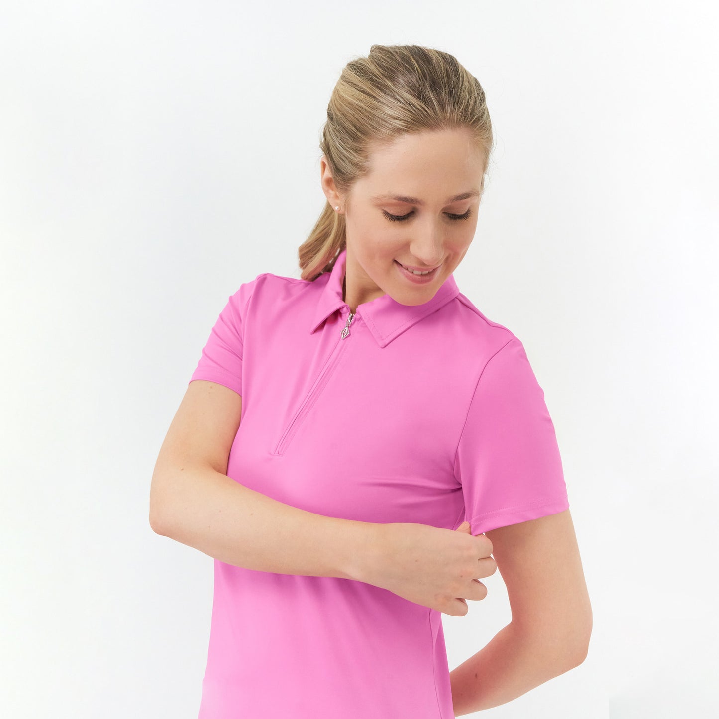 Pure Golf Ladies Cap Sleeve Polo in Candy Pink