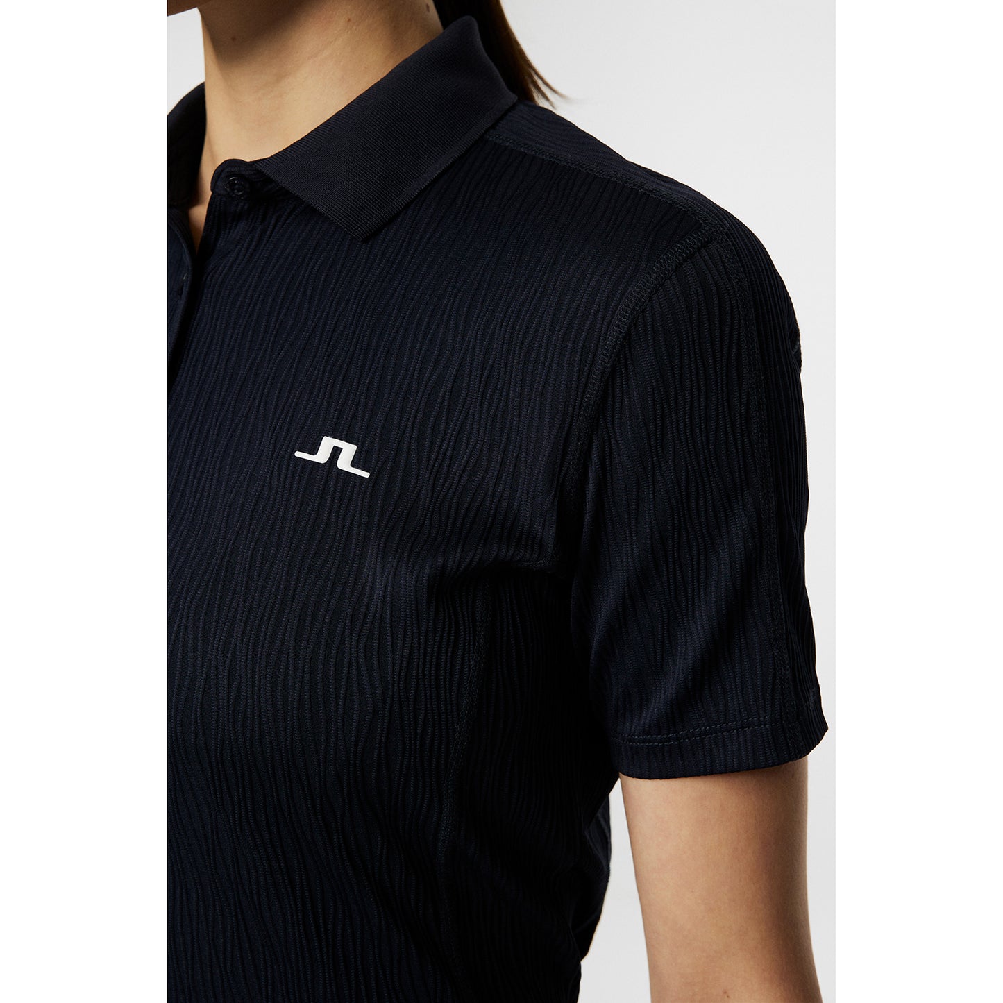 J.Lindeberg Ladies Polo in Navy with Subtle Wave Print