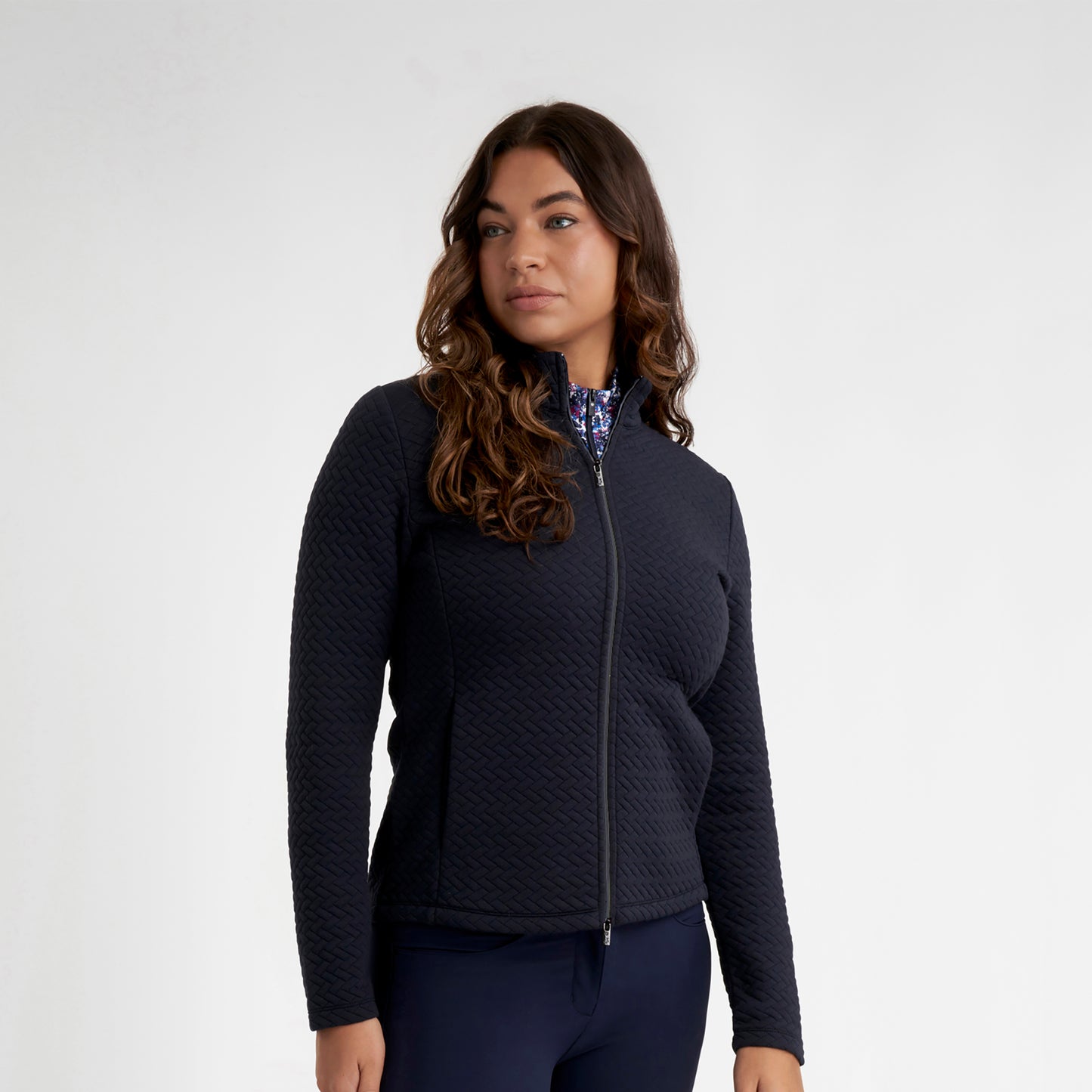Green Lamb Ladies Full-Zip Textured Jacket in Navy