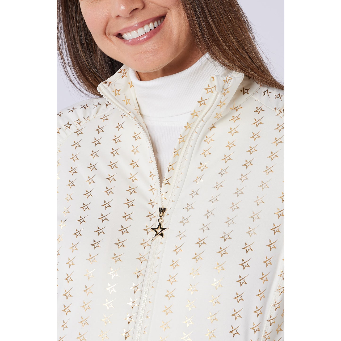 Swing Out Sister Ladies Brushed-Backed Full-Zip Mid Layer with Star Print