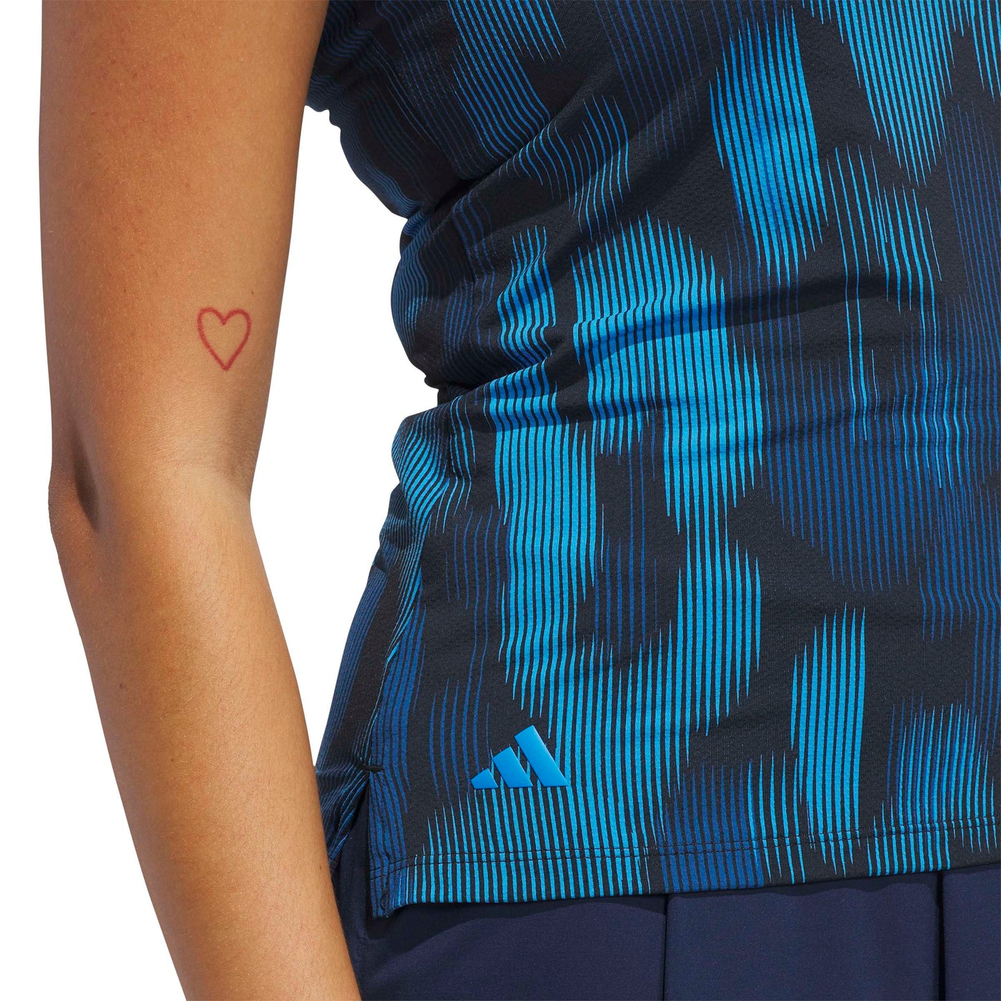 adidas Golf Ladies Sleeveless Polo in Striking Linear Leopard Print for Standout Style