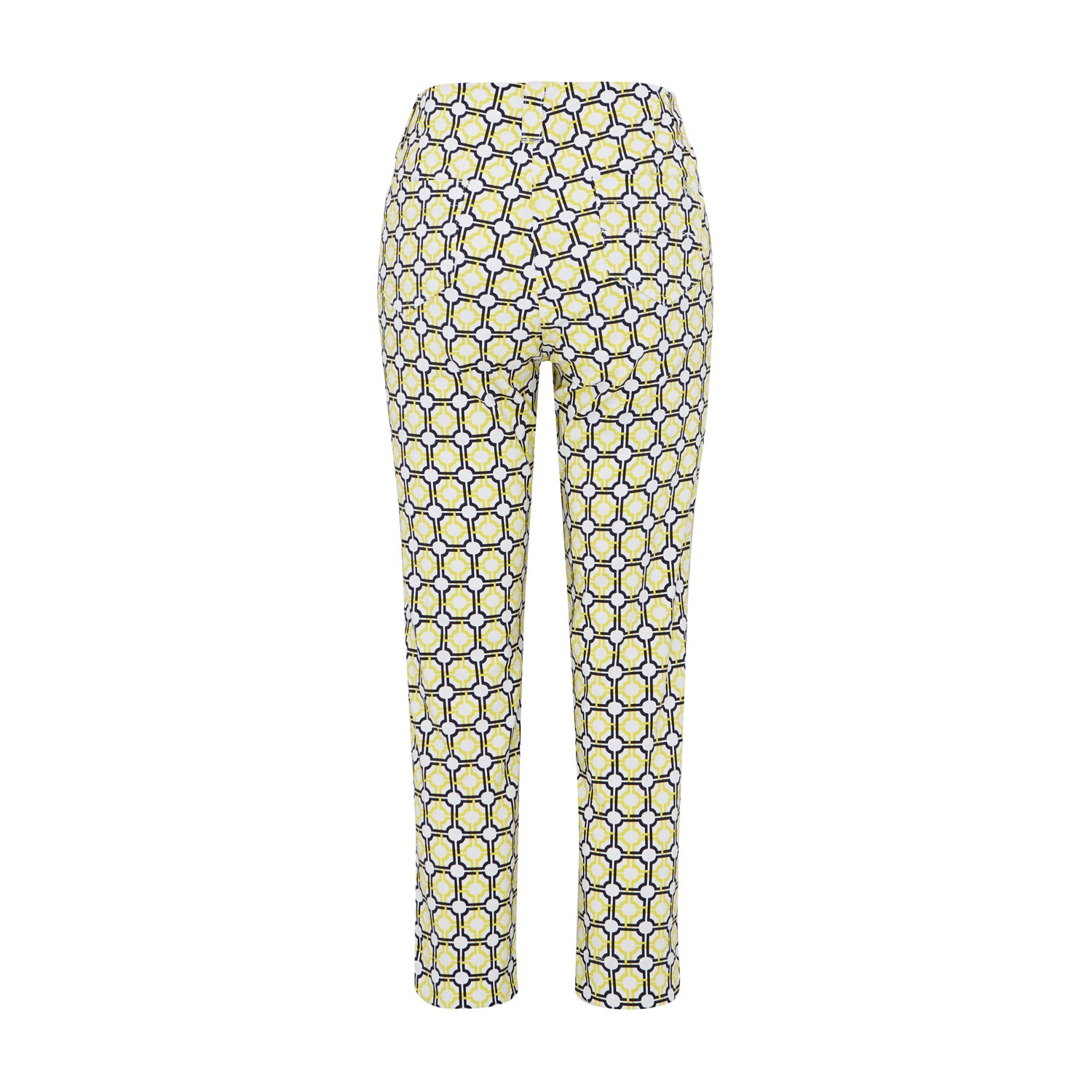 Swing Out Sister Ladies Sunshine and Navy Mosaic Pattern 7/8 Trousers	