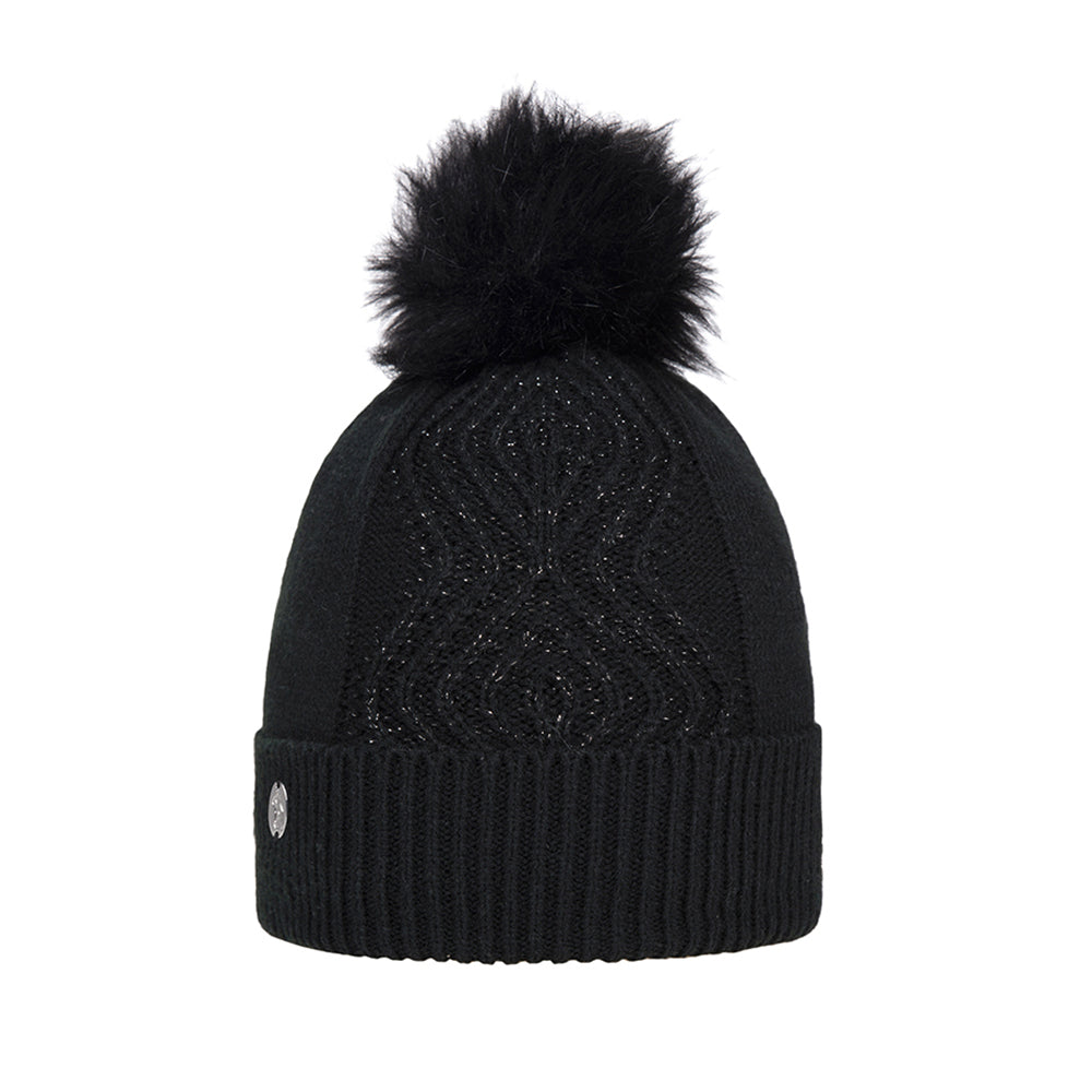 Glenmuir Ladies Black Thermal Lined Bobble Hat - Where Winter Warmth Meets Timeless Style
