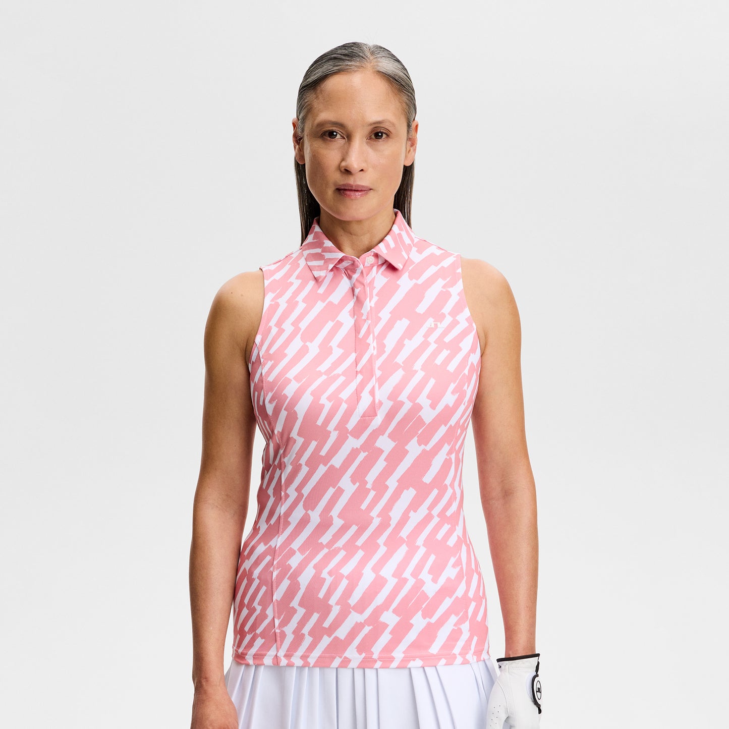 J.Lindeberg Ladies Printed Sleeveless Polo for Lightweight Performance with Standout Style