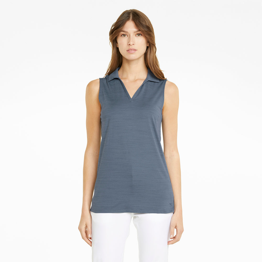 Puma Ladies Cloudspun Coast Sleeveless Polo in Evening Sky Heather