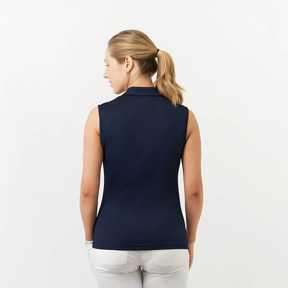 Pure Golf Ladies Silky Soft Sleeveless Polo in Navy