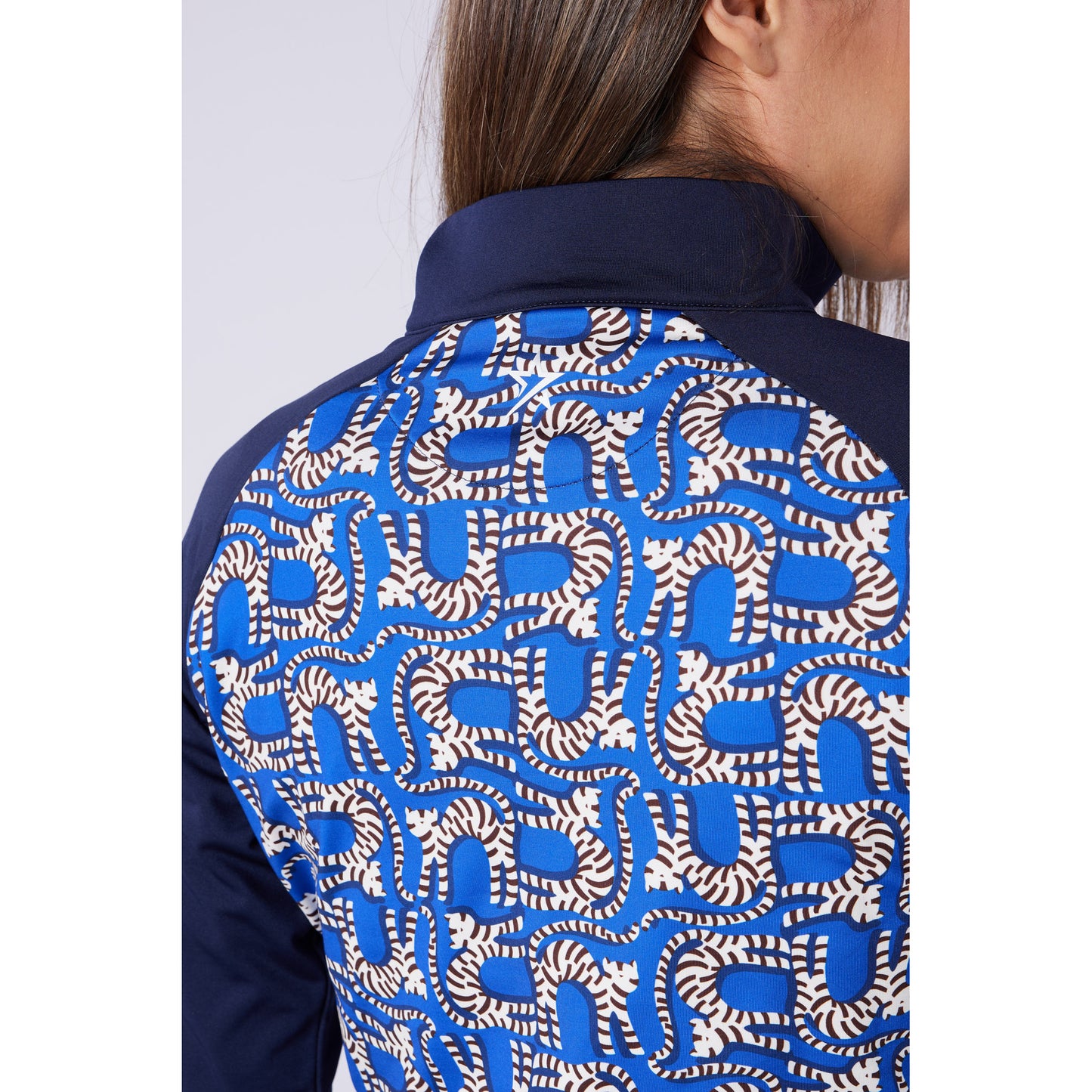 Swing Out Sister Ladies Brushed Backed 1/4 Zip Top with Printed Back Panel