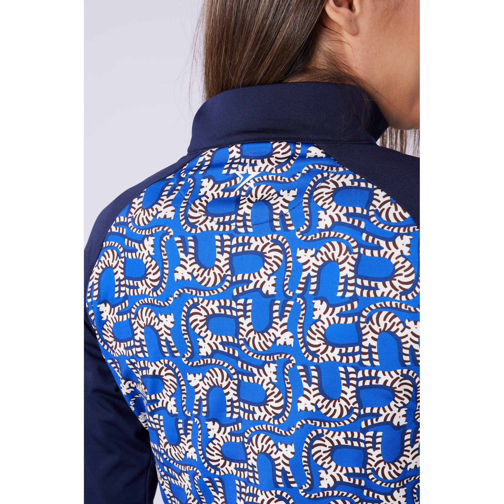 Swing Out Sister Ladies Brushed Backed 1/4 Zip Top with Printed Back Panel