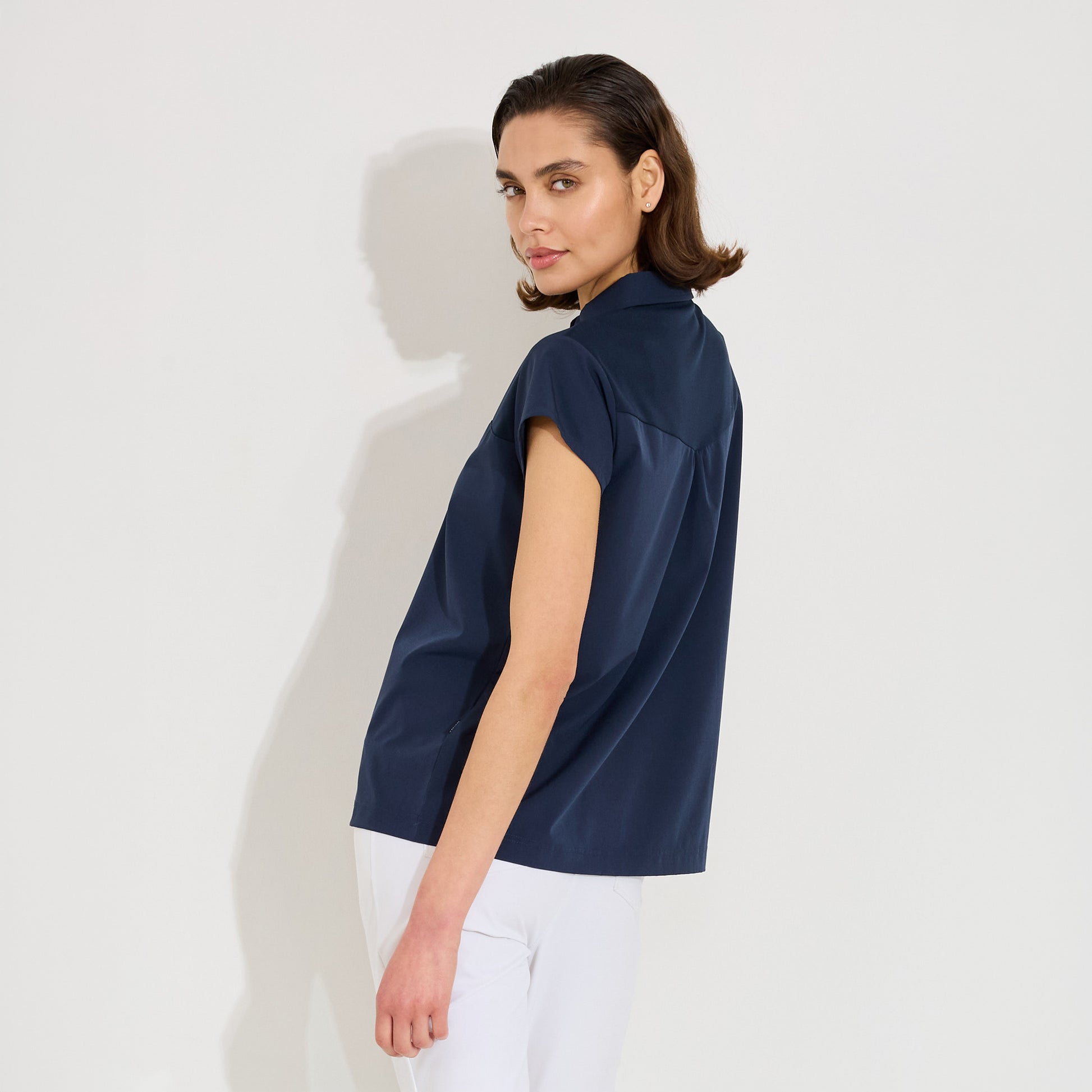 Abacus Ladies DryCool Loose Fit Cap Sleeve Polo in Navy