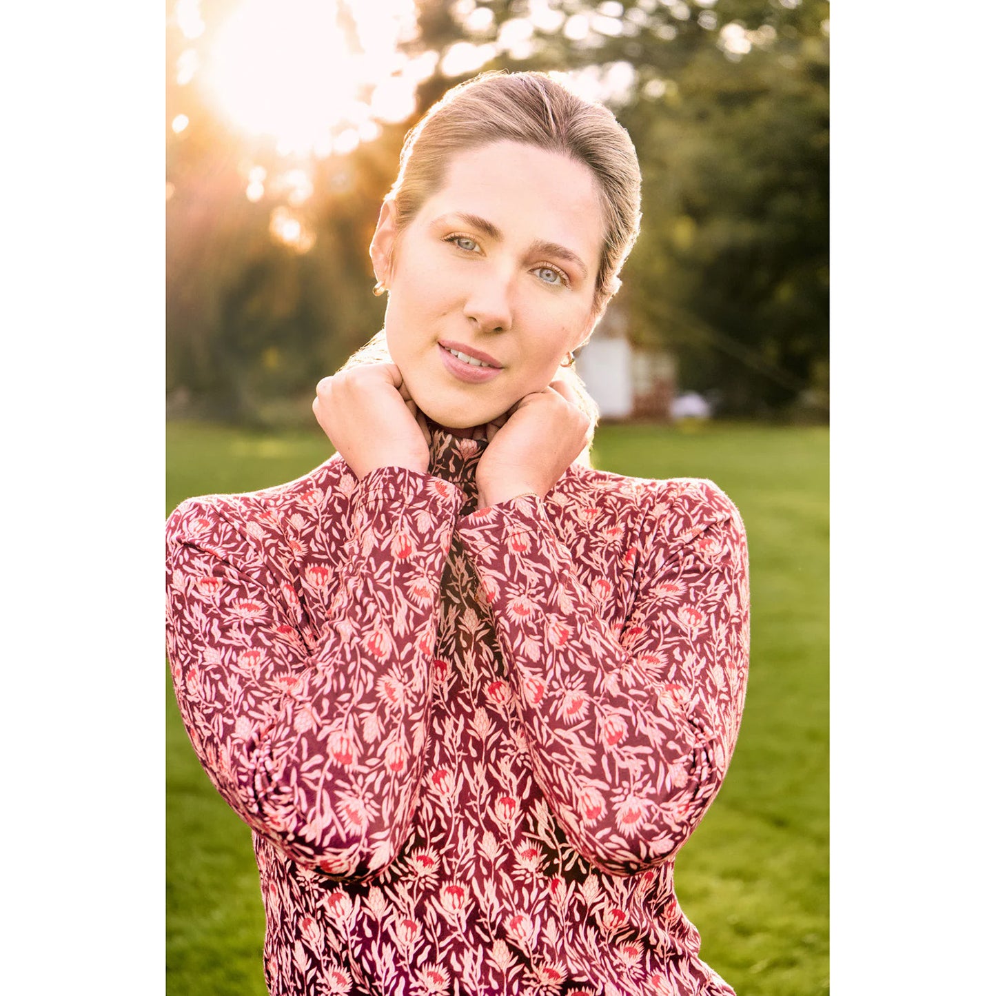 Pure Ladies Brushed-Backed Roll Neck with Autumnal Floral Print