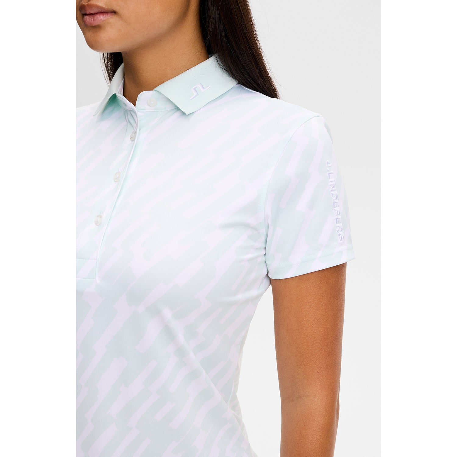 J.Lindeberg Ladies Tour Tech Printed Polo - Feminine Performance with Effortless On-Course Style