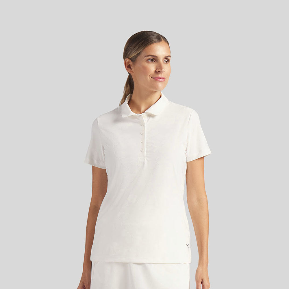 Puma Golf Ladies Short Sleeve Polo with Elegant Floral Jaquard Detail