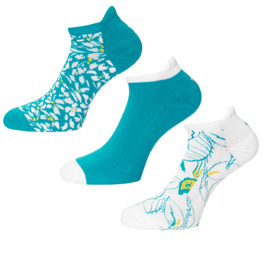 Green Lamb Ladies 3 Pair Pack of Socks with Floral Print