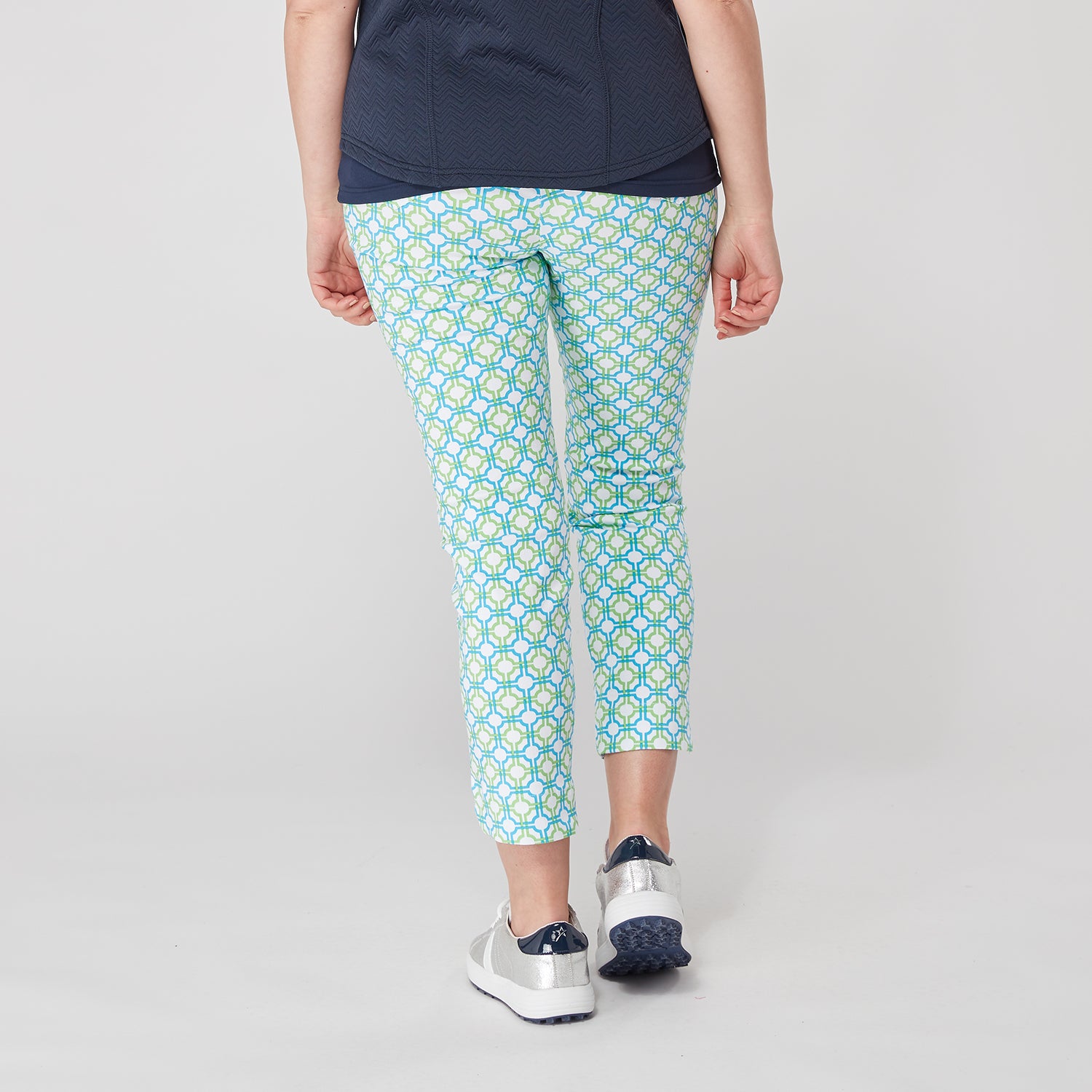 Swing Out Sister Ladies Dazzling Blue and Emerald Mosaic Pattern 7/8 Trousers