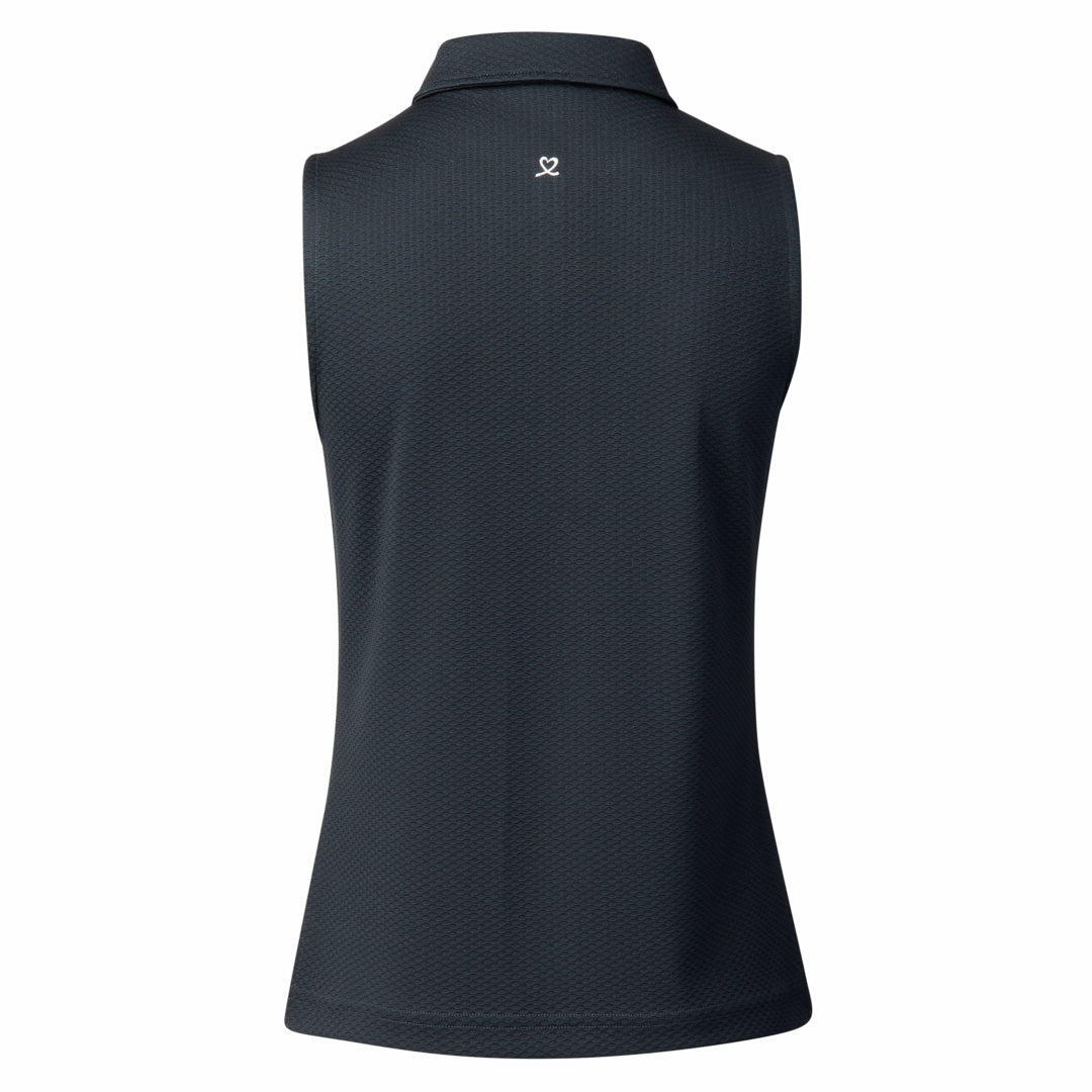 Daily Sports Honeycomb Structured Sleeveless Polo Shirt in Navy