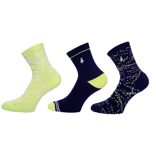 Green Lamb Ladies 3 Pair Pack of Socks in Navy and Soft Lime