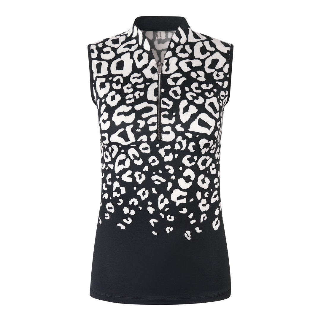 Tail Ladies Sleeveless Polo in Panther Print