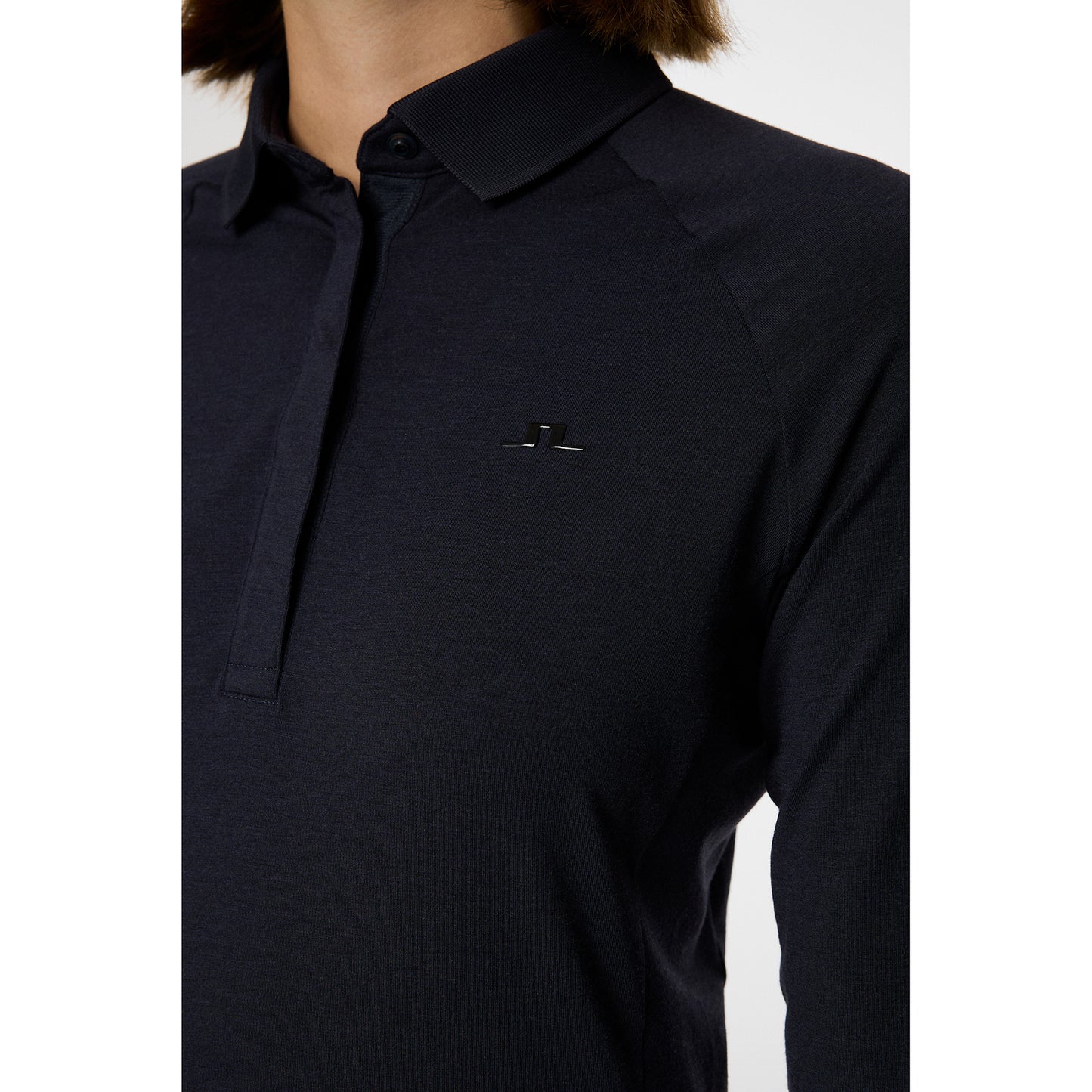 J.Lindeberg Ladies Soft Feel Long Sleeve Polo in Navy Melange 