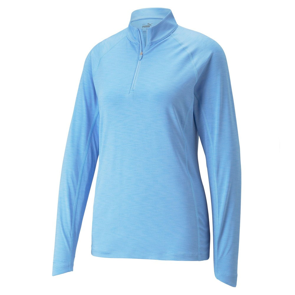 Puma Ladies 1/4 Zip YOU-V Long Sleeve Top with UPF 50+ in Day Dream Heather