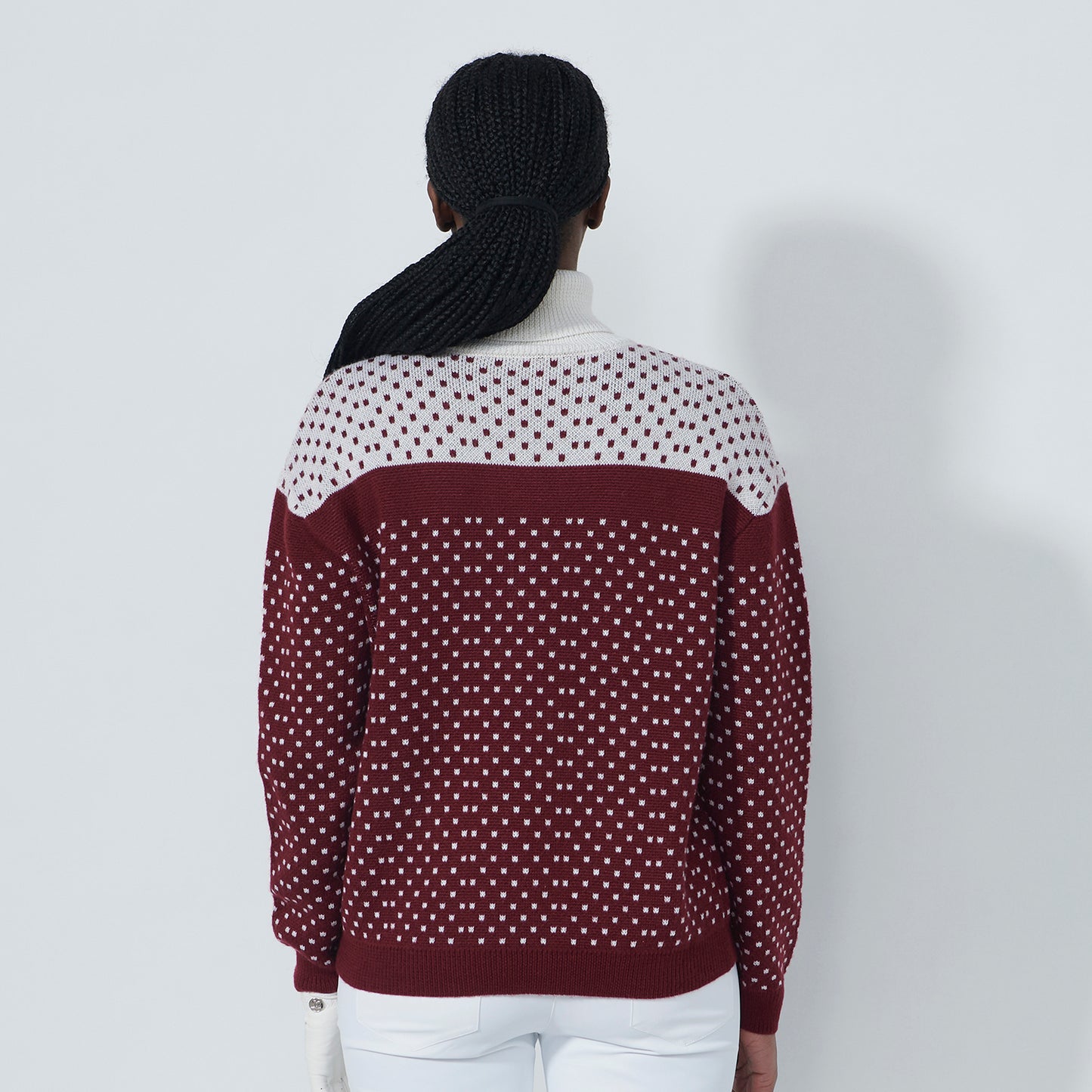 Daily Sports Ladies Knitted Roll-Neck Sweater in Dot Print