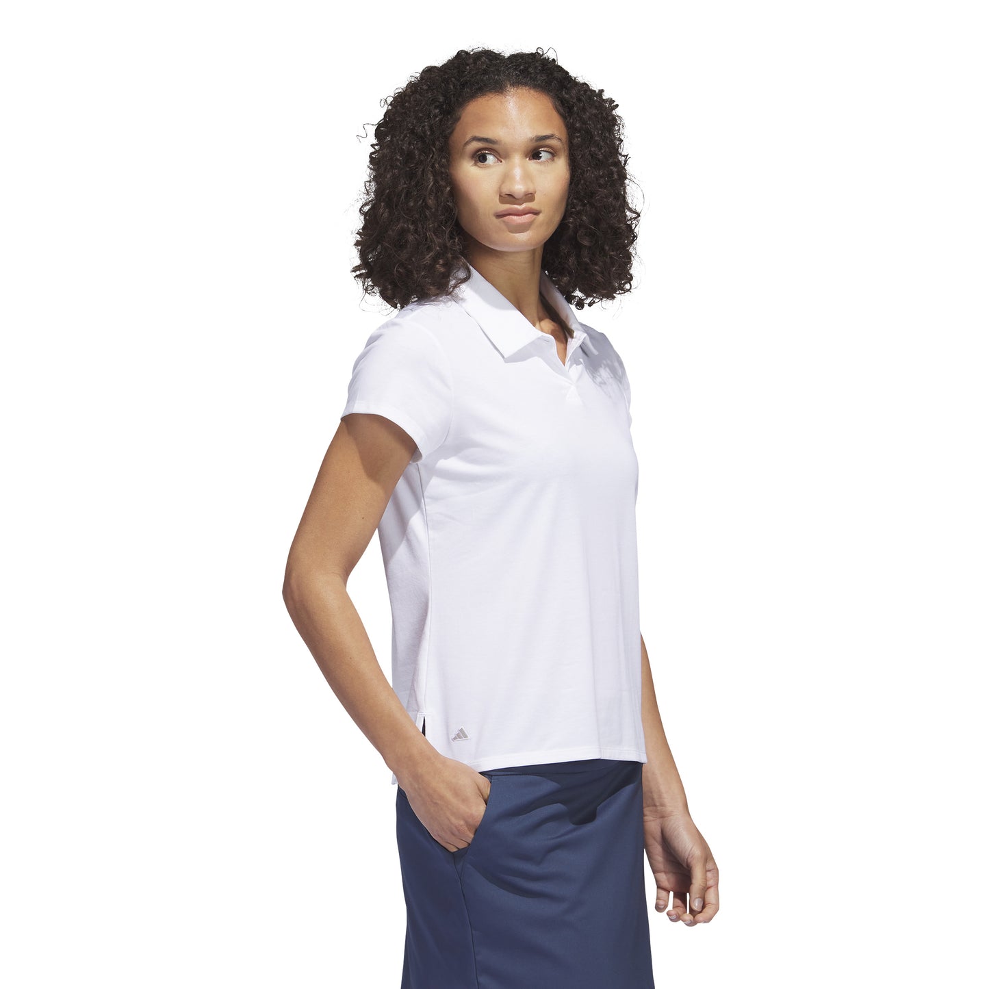 adidas Ladies Go-To Short Sleeve Golf Polo in White Melange