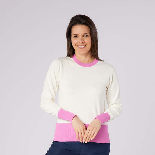 Swing Out Sister Ladies Colour Block Knitted Sweater - Feminine Comfort & Course Ready Style