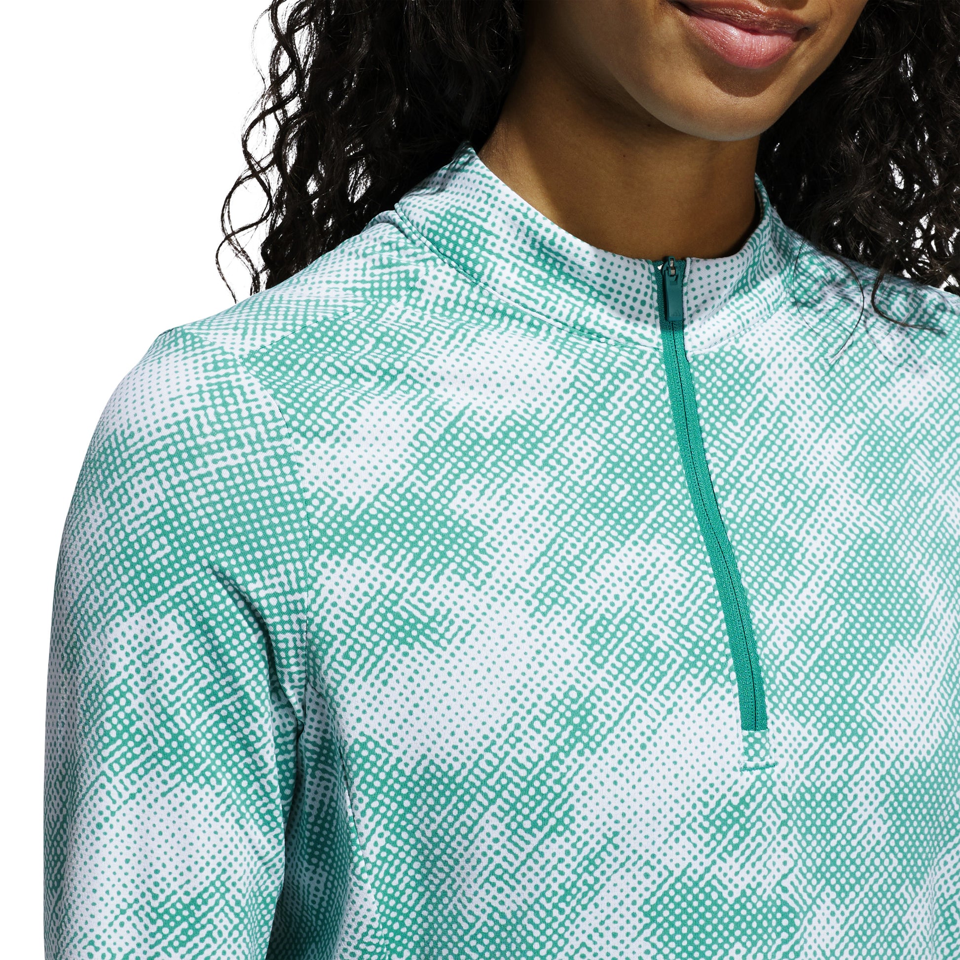 adidas Golf Ladies Zip-Neck Top with Abstract Dot Print