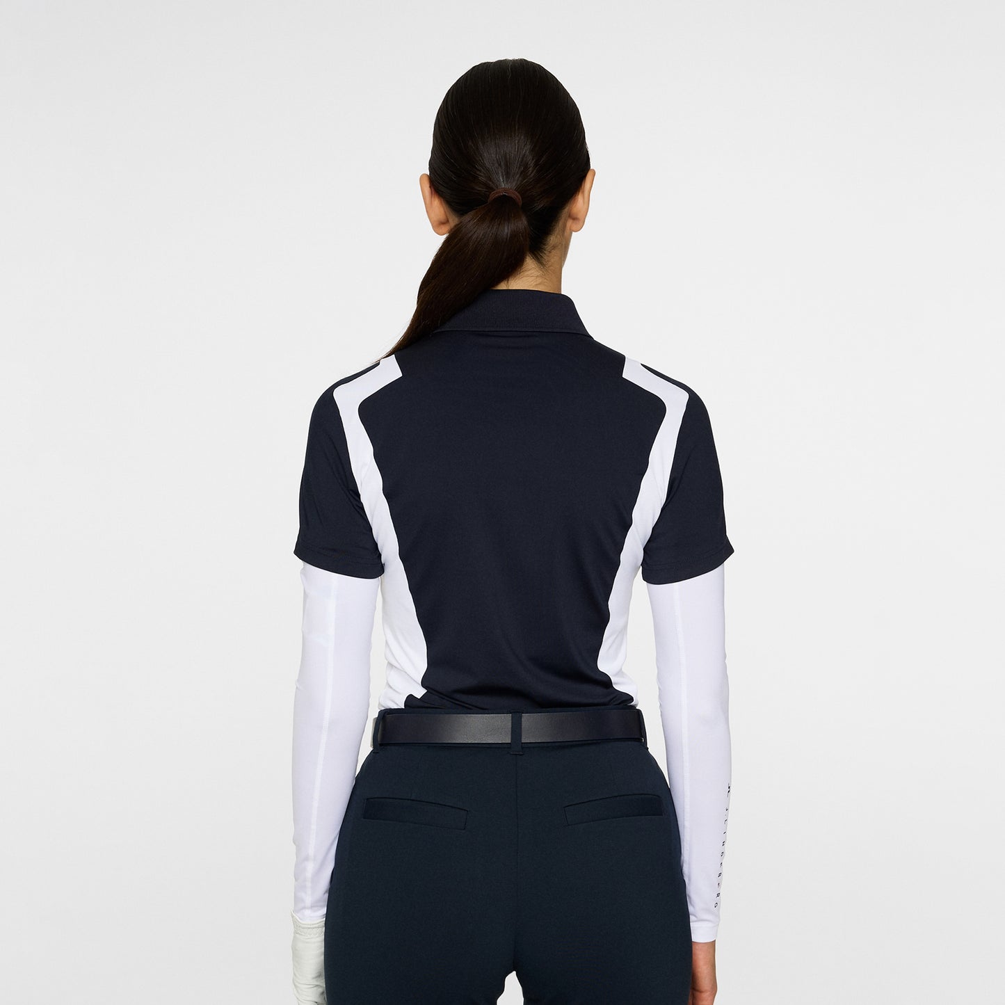 J.Lindeberg Ladies Navy Polo with Shaped Contrast Panels