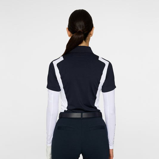 J.Lindeberg Ladies Navy Polo with Shaped Contrast Panels