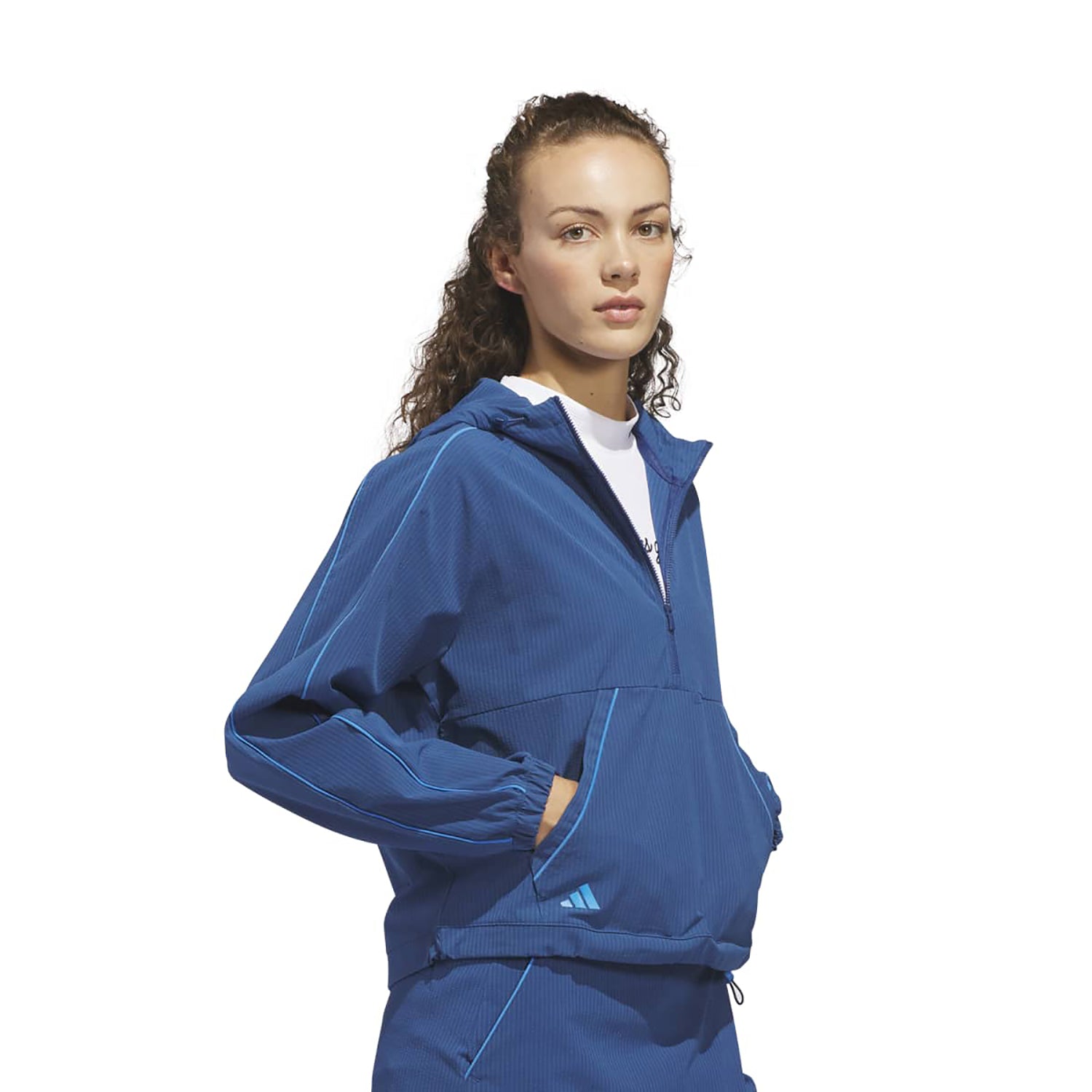 adidas Golf Women’s Seersucker 1/4 Zip Hoodie – Lightweight Comfort with Modern Fit & Front Pocket