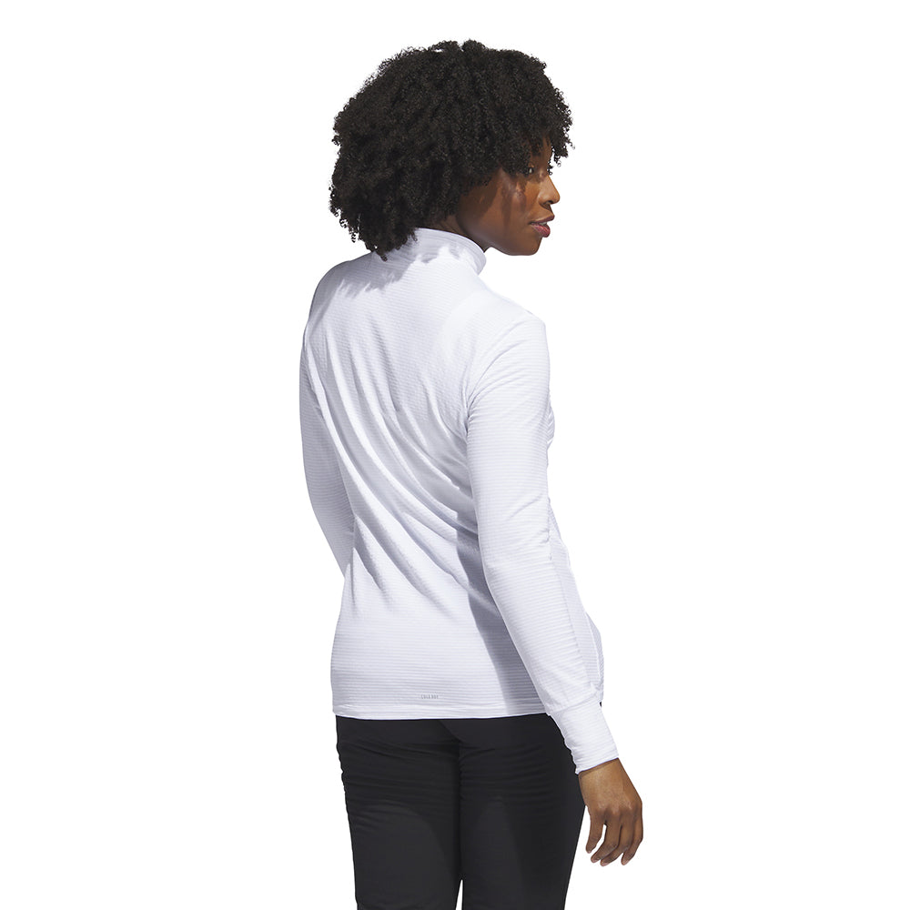 adidas Ladies Long Sleeve Golf Top with Mock Neck in White